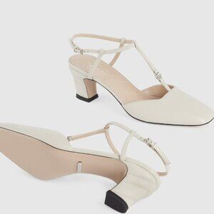 NIB Gucci Petite GG T-bar strap white leather shoes - IT 39/ US 9